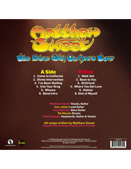 Matthew Sweet - The Blue Sky On Mars Tour - RSD 2019 (Vinyle)