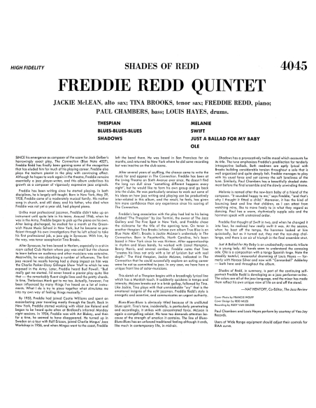 Freddie Redd Quintet - Shades Of Redd (Vinyle)