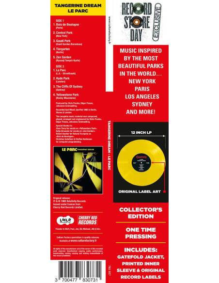 Tangerine Dream - Le Parc - RSD 2019 (Vinyle)