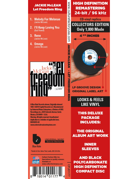 Jackie McLean - Let Freedom Ring (CD Mini LP)