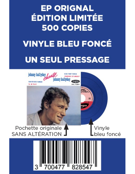 Johnny Hallyday - EP N°11 - Johnny Hallyday Chante Johnny Hallyday (Vinyle 7'')