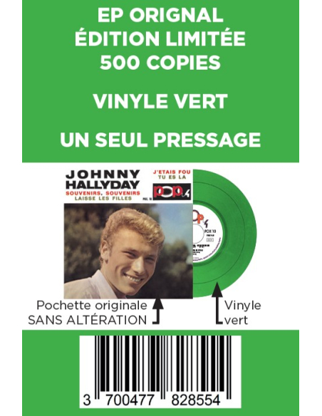 Johnny Hallyday - EP N°12 - Pop 4 - Souvenirs, Souvenirs (Vinyle 7'')