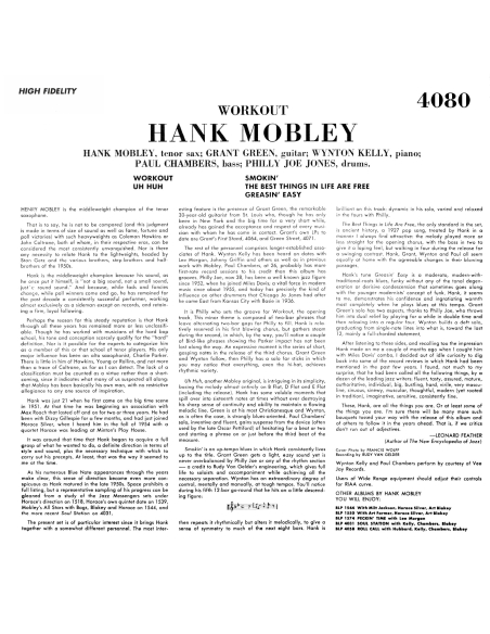 Hank Mobley - Workout (Vinyle)