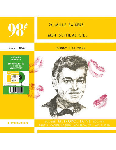Johnny Hallyday - 24 Mille Baisers - Vinyle VERT (Canada) (Vinyle 7'')