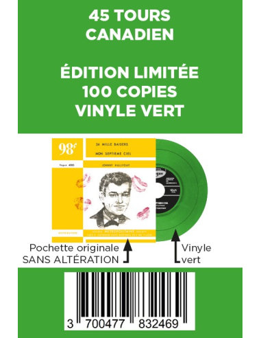 Johnny Hallyday - 24 Mille Baisers - Vinyle VERT (Canada) (Vinyle 7'')