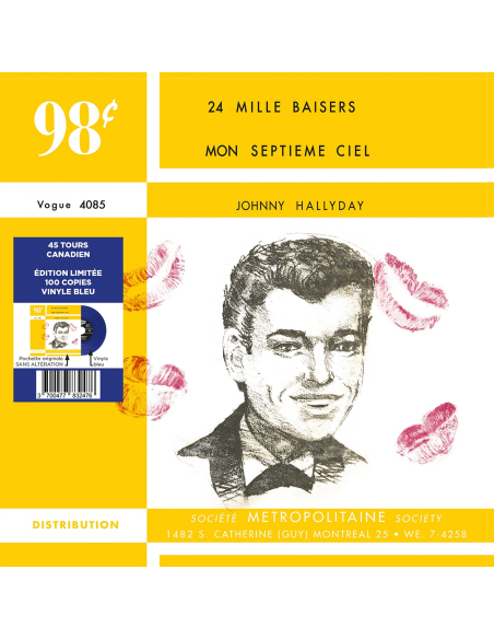 Johnny Hallyday - 24 Mille Baisers - Vinyle BLEU (Canada) (Vinyle 7'')