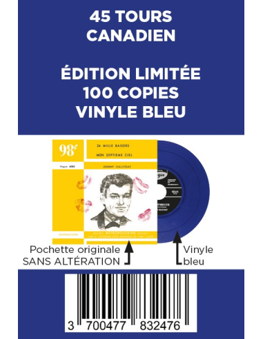 Johnny Hallyday - 24 Mille Baisers - Vinyle BLEU (Canada) (Vinyle 7'')