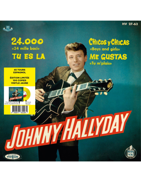 Johnny Hallyday - 24.000 Baisers - Vinyle JAUNE (Espagne) (Vinyle 7'')