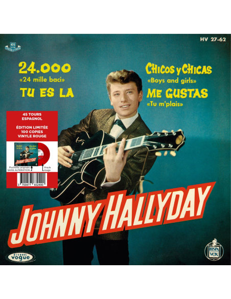 Johnny Hallyday - 24.000 Baisers - Vinyle ROUGE (Espagne) (Vinyle 7'')