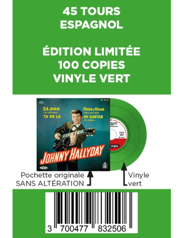 Johnny Hallyday - 24.000 Baisers - Vinyle VERT (Espagne) (Vinyle 7'')