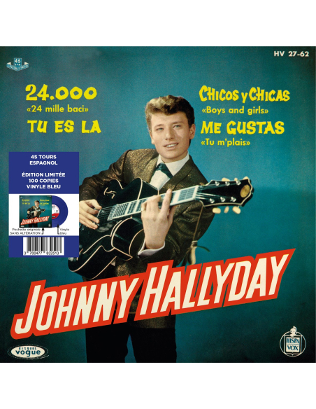 Johnny Hallyday - 24.000 Baisers - Vinyle BLEU (Espagne) (Vinyle 7'')