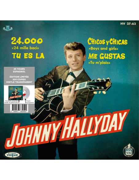Johnny Hallyday - 24.000 Baisers - Vinyle TRANSPARENT (Espagne) (Vinyle 7'')
