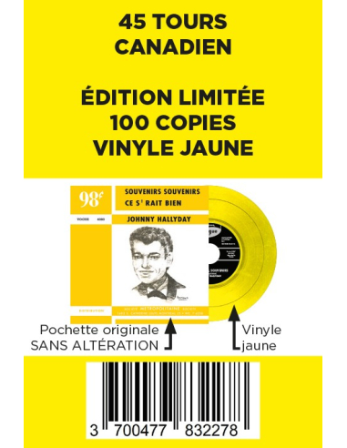 Johnny Hallyday - Souvenirs, Souvenirs - Vinyle JAUNE (Canada) (Vinyle 7'')
