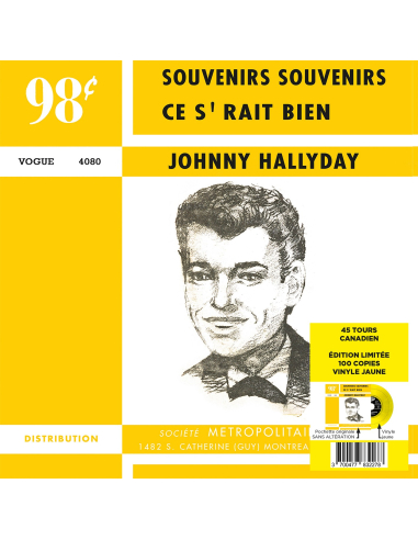 Johnny Hallyday - Souvenirs, Souvenirs - Vinyle JAUNE (Canada) (Vinyle 7'')