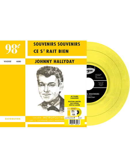 Johnny Hallyday - Souvenirs, Souvenirs - Vinyle JAUNE (Canada) (Vinyle 7'')