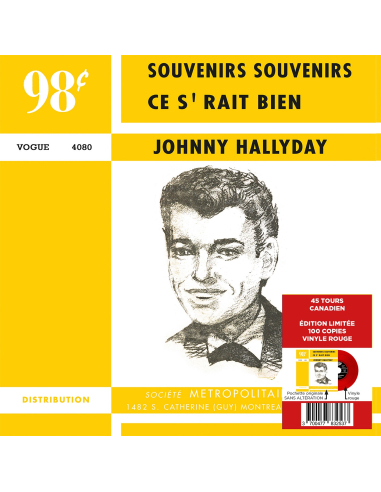 Johnny Hallyday - Souvenirs, Souvenirs - Vinyle ROUGE (Canada) (Vinyle 7'')