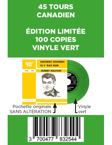 Johnny Hallyday - Souvenirs, Souvenirs - Vinyle VERT (Canada) (Vinyle 7'')