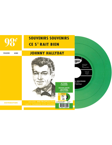Johnny Hallyday - Souvenirs, Souvenirs - Vinyle VERT (Canada) (Vinyle 7'')