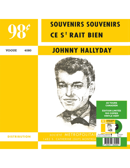Johnny Hallyday - Souvenirs, Souvenirs - Vinyle VERT (Canada) (Vinyle 7'')