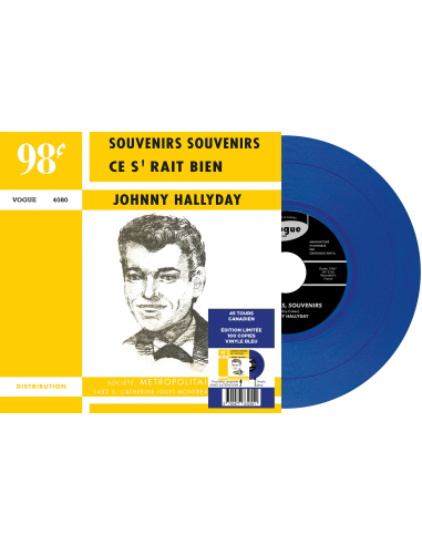 Johnny Hallyday - Souvenirs, Souvenirs - Vinyle BLEU (Canada) (Vinyle 7'')