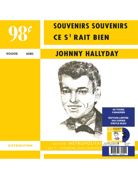 Johnny Hallyday - Souvenirs, Souvenirs - Vinyle BLEU (Canada) (Vinyle 7'')