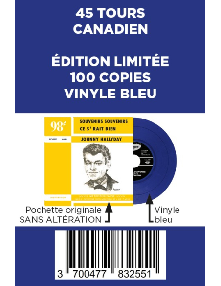 Johnny Hallyday - Souvenirs, Souvenirs - Vinyle BLEU (Canada) (Vinyle 7'')