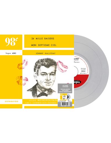 Johnny Hallyday - 24 Mille Baisers - Vinyle TRANSPARENT (Canada) (Vinyle 7'')