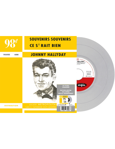Johnny Hallyday - Souvenirs, Souvenirs - Vinyle TRANSPARENT (Canada) (Vinyle 7'')