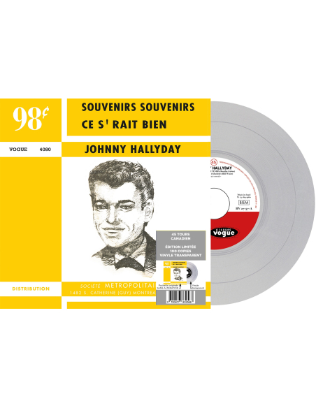 Johnny Hallyday - Souvenirs, Souvenirs - Vinyle TRANSPARENT (Canada) (Vinyle 7'')