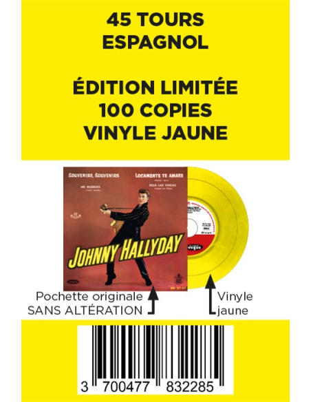 Johnny Hallyday - Souvenirs, Souvenirs - Vinyle JAUNE (Espagne) (Vinyle 7'')