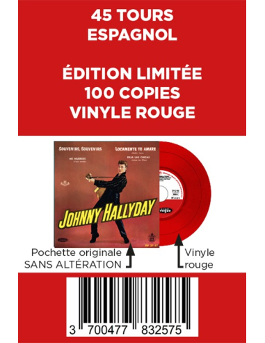 Johnny Hallyday - Souvenirs, Souvenirs - Vinyle ROUGE (Espagne) (Vinyle 7'')