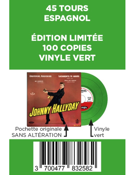 Johnny Hallyday - Souvenirs, Souvenirs - Vinyle VERT (Espagne) (Vinyle 7'')