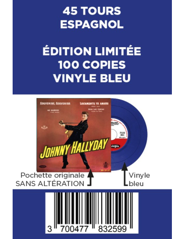 Johnny Hallyday - Souvenirs, Souvenirs - Vinyle BLEU (Espagne) (Vinyle 7'')