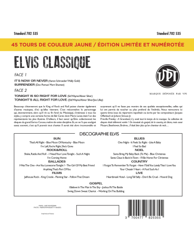 Elvis Presley - 45 Tours - The Signature Collection N°02 - Classique (Vinyle Jaune)